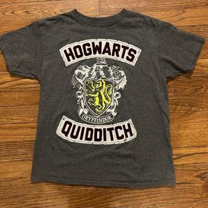 Harry Potter Hogwarts T Shirt Gray Velvet Letters, Gryffindor Crest Women Medium
